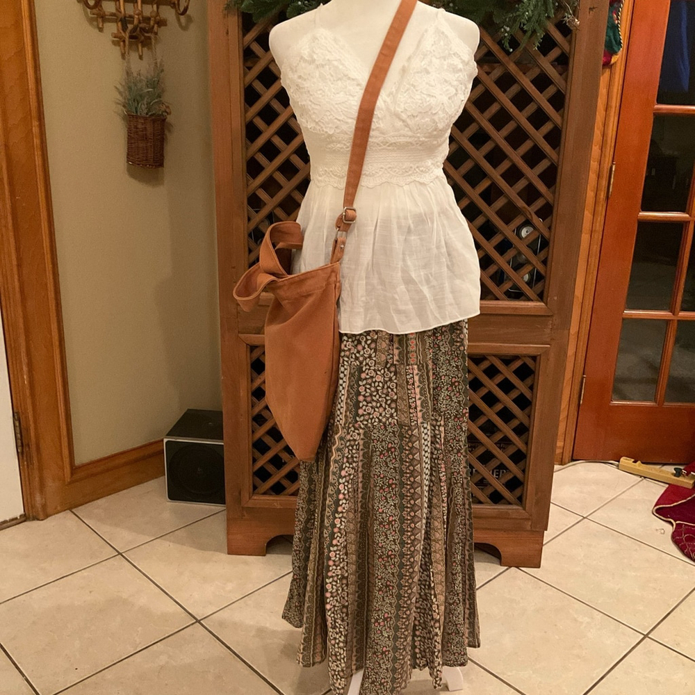 Vintage Patchwork Cottage Core Granola Boho Ms Lee Floral Large skirt